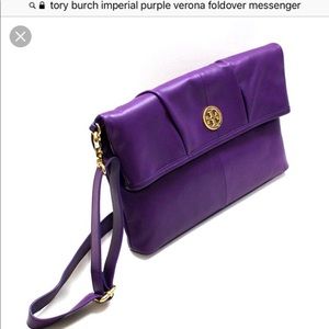 Tory Burch Purple Imperial Verona fold messenger